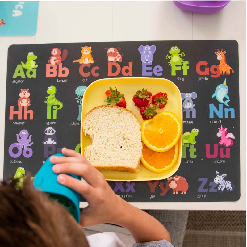 Hapinest 6 Pack Reusable Non Slip Educational Placemats for Kids & Toddlers, Learning Mat with Alphabet Numbers & US Map - Image 2